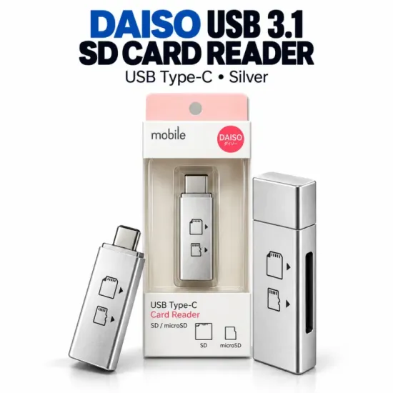 DAISO USB 3.1 Type-C SD and MicroSD Memory Card Reader