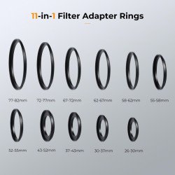 K&F Concept 11-in-1 Metal Step-Up Lens Filter Adapter Ring Kit (26mm to 82mm)