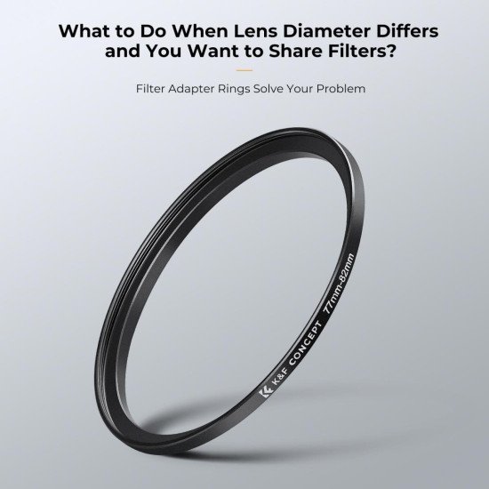 K&F Concept 11-in-1 Metal Step-Up Lens Filter Adapter Ring Kit (26mm to 82mm)