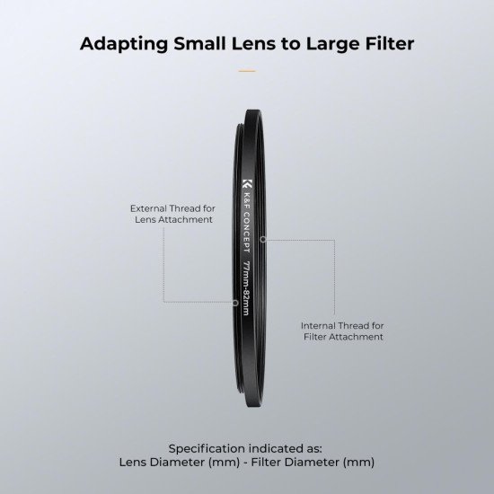 K&F Concept 11-in-1 Metal Step-Up Lens Filter Adapter Ring Kit (26mm to 82mm)