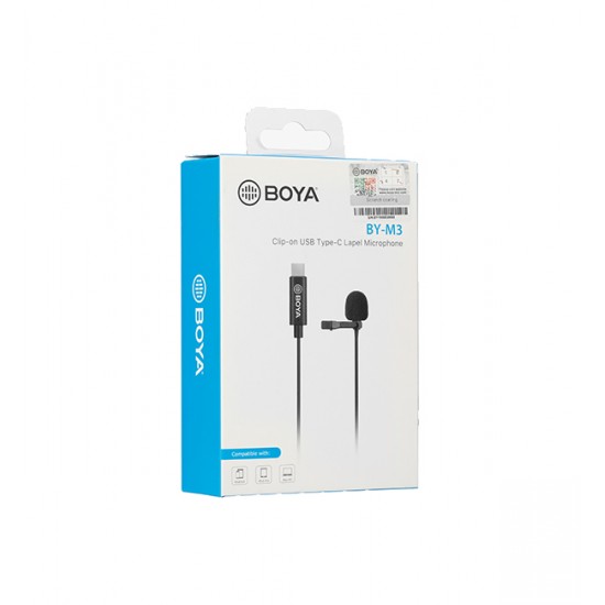 2 Years Warranty - Clip On Latest Mic Boya M3 Lavalier Collar Microphone for Type-C devices Android