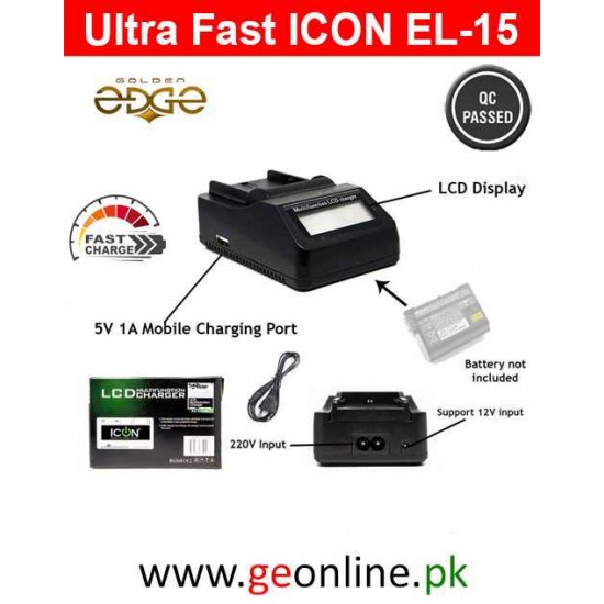 Ultra Fast ICON AC-VQ9001 EN-EL15a Charger For Nikon DSLR D750/D7500/D850/D810/D810A/D800/D800E/D7200/D500/D610/D600/1V1/Z6/Z7 MH-25 EN EL15