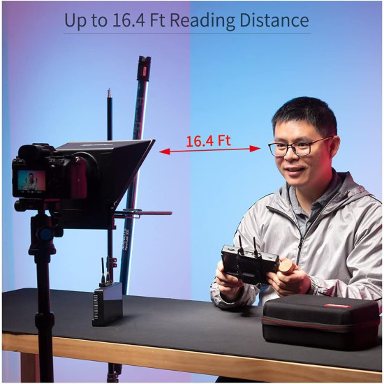 FEELWORLD TP2A 8" Portable Teleprompter for Up to 8" Smartphone Tablet Prompter Support Phone DSLR Camera