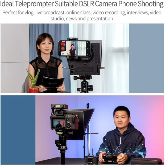 FEELWORLD TP2A 8" Portable Teleprompter for Up to 8" Smartphone Tablet Prompter Support Phone DSLR Camera