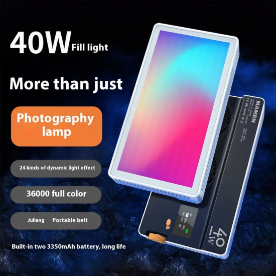 MAMEN Portable 40W RGB Fill Light Full-color Atmosphere Photography Light Custom Pocket Spotlight For Photography Volg Live MAMEN Portable 40W RGB Fill Light Full-color Atmosphere Photography Light Custom Pocket Spotlight For Photography Volg Live