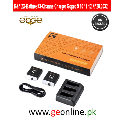 K&F 2X Battries+3 Channel Charger Gopro 9 10 11 12 K&F KF28.0032 K&F 2X Battries+3 Channel Charger Gopro 9 10 11 12 K&F KF28.0032