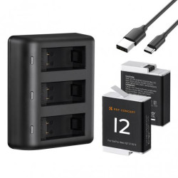 K&F 2X Battries+3 Channel Charger Gopro 9 10 11 12 K&F KF28.0032 K&F 2X Battries+3 Channel Charger Gopro 9 10 11 12 K&F KF28.0032