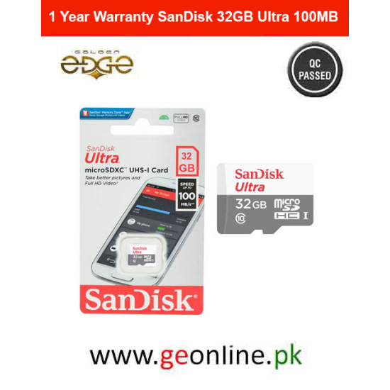 1 Year Warranty SanDisk 32GB Ultra MicroSDXC UHS-I C10 100MB/S Memory Card 1 Year Warranty SanDisk 32GB Ultra MicroSDXC UHS-I C10 100MB/S Memory Card