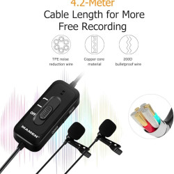 Mamen KM-D2 Pro Clip-on Lavalier Microphone with Omni-directional Dual Mics 3.5mm Plug Mamen KM-D2 Pro Clip-on Lavalier Microphone with Omni-directional Dual Mics 3.5mm Plug