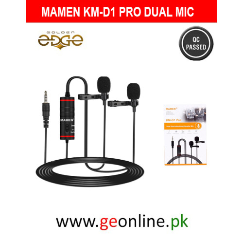 Mamen KM-D1 Pro Clip-on Lavalier Dual Microphone 3.5mm Plug