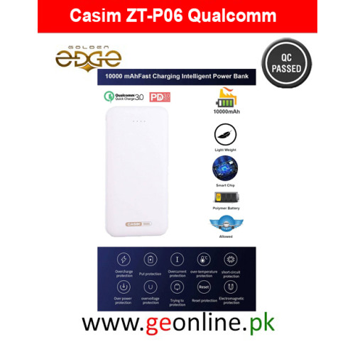 Casim ZT-P06 Qualcomm QC 3.0 & PD 3.0 Fast Charging Power Bank – 10000mAh (White)