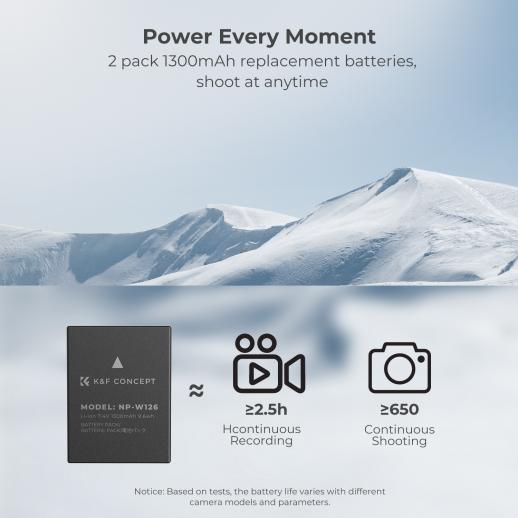 K&F 2X Battries NP-W126 Fuji+Dual Charger K&F KF28.0030 K&F 2X Battries NP-W126 Fuji+Dual Charger K&F KF28.0030