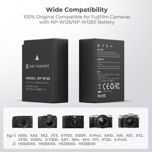 K&F 2X Battries NP-W126 Fuji+Dual Charger K&F KF28.0030 K&F 2X Battries NP-W126 Fuji+Dual Charger K&F KF28.0030