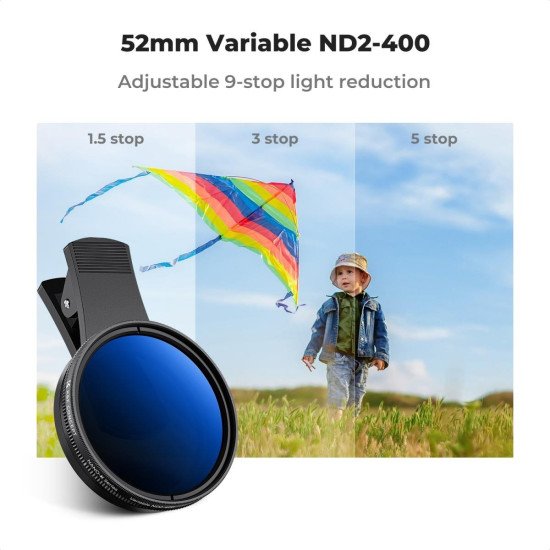 K&F 52mm ND2-ND400 Filter Kit with Smartphone Holder & Cleaning Cloth (KF01.2639)