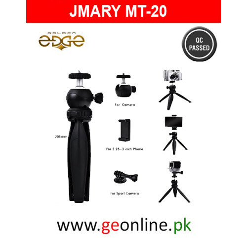 JMARY MT-20 - Table Top Mini Portable Fold-able Tripod Stand for Mobile Phones and DSLR & Digital Cameras With Mobile Holder JMARY MT-20 - Table Top Mini Portable Fold-able Tripod Stand for Mobile Phones and DSLR & Digital Cameras With Mobile Holder