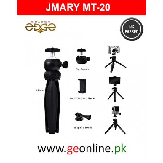 JMARY MT-20 - Table Top Mini Portable Fold-able Tripod Stand for Mobile Phones and DSLR & Digital Cameras With Mobile Holder