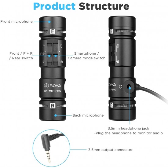 2 Years Warranty - BOYA Dual-Capsule Condenser Microphone by-MM1 PRO 