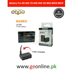 Mamen Lp-E6 Type C Fast Charging Port 2000mAh Battery Capacity For Canon DSLR 6D 60D 7D 80D 90D 5D MKII MKIII MKIV
