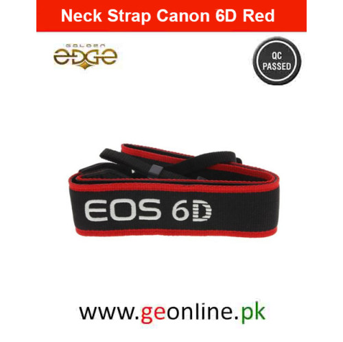 Neck Strap Canon 6D Red Black Nylon Leather - Black