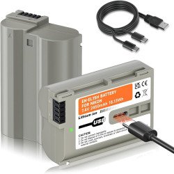 Kaster EN-EL15, EN-EL15a, EN-EL15b, EN-EL15c Battery Pack USB-C Charging for Nikon Cameras
