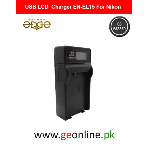 USB LCD Travel Charger EN-EL15 For Nikon D500, D600, D7000, D7100, D7200, D800, D800E, D810, V1, Z 6, and Z 7 cameras