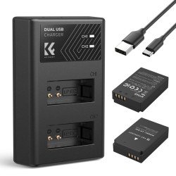 K&F Concept LP-E12 Dual Channel Battery Charger with 2-Pack Batteries for Canon