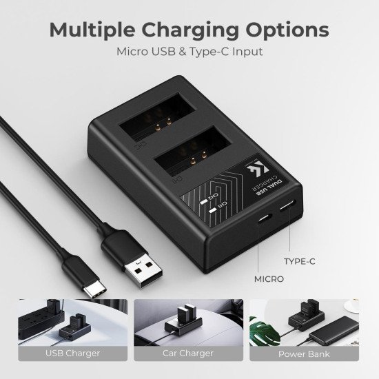 K&F Concept LP-E12 Dual Channel Battery Charger with 2-Pack Batteries for Canon