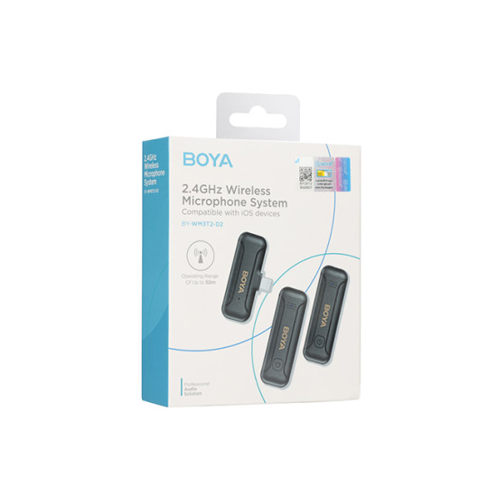 BOYA BY-WM3T2-U2 Dual Channel Wireless Microphone System with USB Type-C Connector for Mobile with 3 Years Warranty 