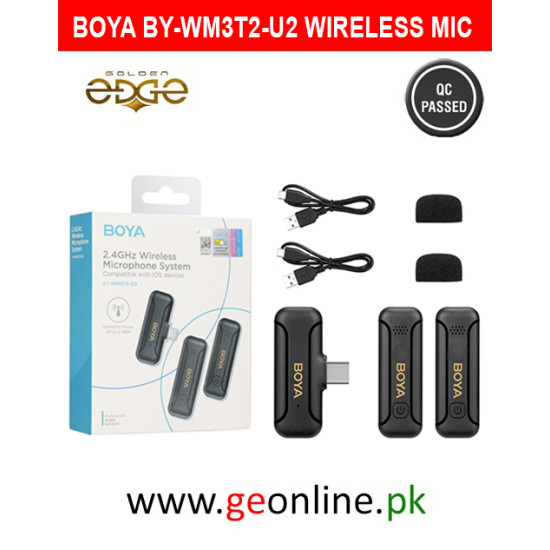 BOYA BY-WM3T2-U2 Dual Channel Wireless Microphone System with USB Type-C Connector for Mobile with 3 Years Warranty 