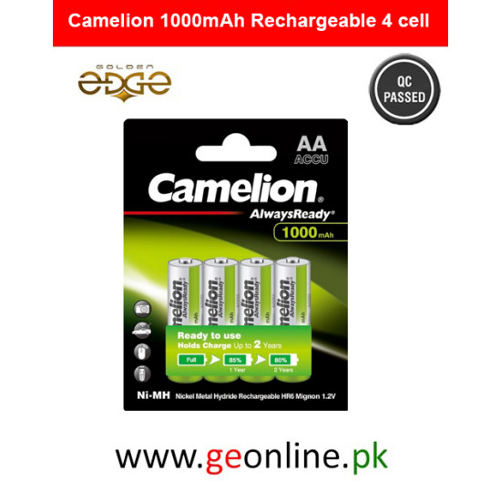 Combo Pack - Battery AA Camelion 1000mAh Always Ready Rechargeable 4