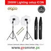 Combo KIT - ICON 8 Foot Long Light Stand Studio Umbrella Continuous Lighting Kit, Umbrellas Beams 2000 Watt & Stands