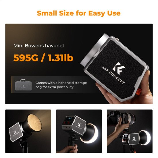 K&F PL-60B 60W Bi-Color COB Light with Built-in 4500mAh Battery and Type-C PD Fast Charging K&F PL-60B 60W Bi-Color COB Light with Built-in 4500mAh Battery and Type-C PD Fast Charging