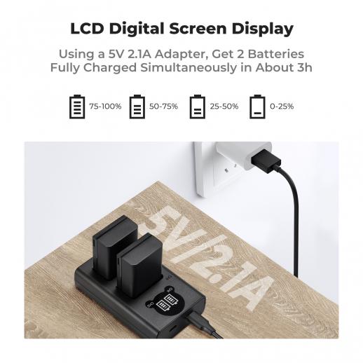 K&F 2X Battries+Dual Charger EN-EL25 K&F KF28.0031 K&F 2X Battries+Dual Charger EN-EL25 K&F KF28.0031