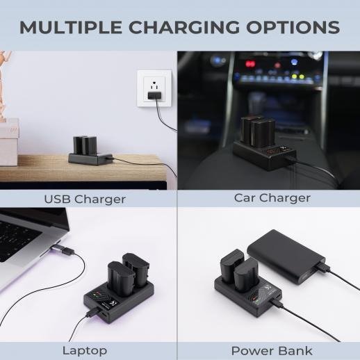 K&F Concept EN-EL15 Dual Channel Camera Battery Charger for Nikon