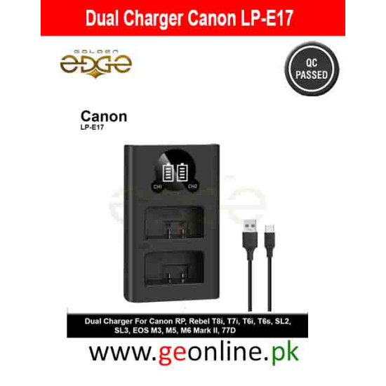 Caisi LP‑E17 Dual Charger for Canon EOS Series (USB‑C/Micro‑USB)