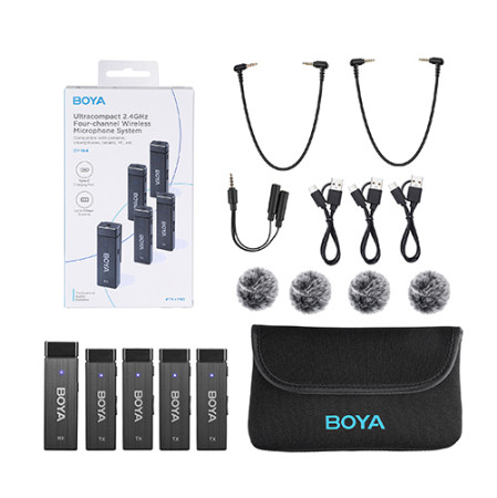 MIC BOYA BY-W4 Ultra-Compact Four-Channel 2.4GHz Wireless Microphone System with 2 year warranty
