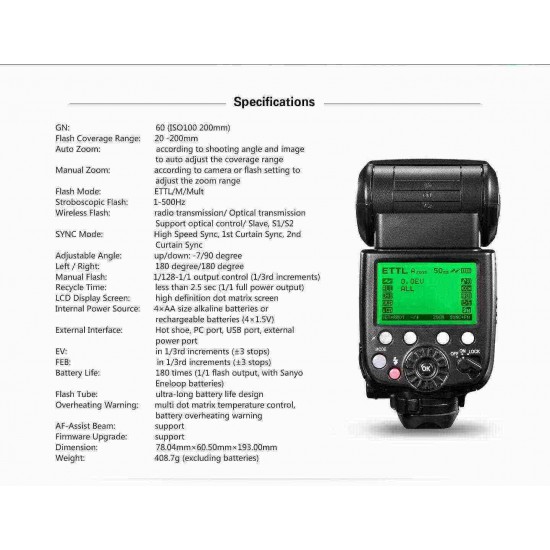 External Flash X800 Pixel TTL Auto For  Canon