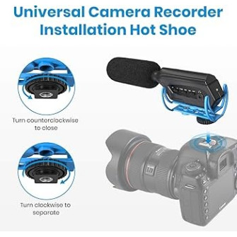 Moukey Video Microphone, Camera Microphone with Monitoring Function, Shotgun Mic