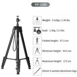 Jmary KP-2208 Upgraded Multifunctional Tripod for Mobiles / Ringlights / Cameras Jmary KP-2208 Upgraded Multifunctional Tripod for Mobiles / Ringlights / Cameras