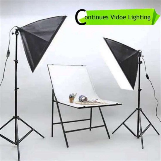 ICON Continues 50x70CM Lighting Four Lamp Softbox Kit With E27 Base Holder Soft Box With 7861 Stands