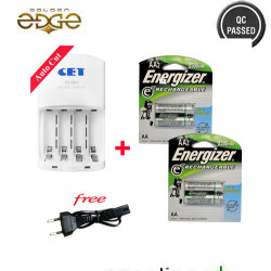 Energizer Cell AA 2500mAh 4Pcs + Charger CET AA AAA Cell Charger Energizer Cell AA 2500mAh 4Pcs + Charger CET AA AAA Cell Charger