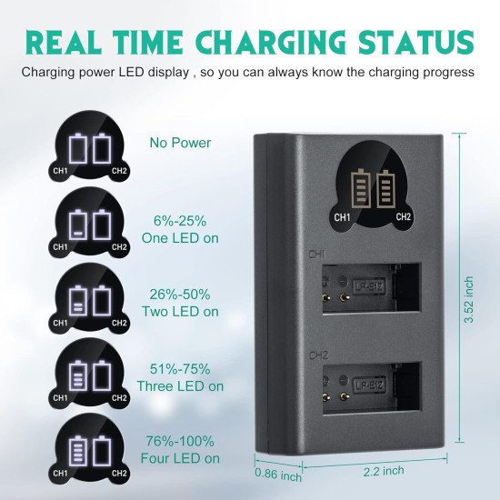 Caisi Dual Charger for Canon LP-E12 Battery