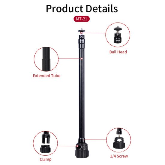 Jmary MT-21 360° Rotation Extension Arm Stand for Cellphone Holder Tripod
