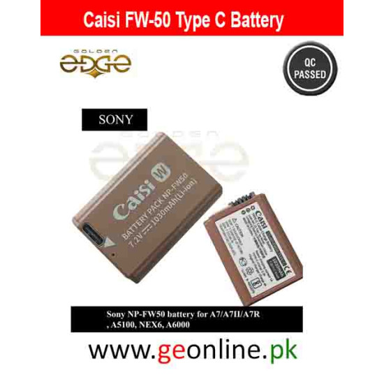 Caisi FW-50 Type C Battery For Sony NP-FW50 battery for A7/A7II/A7R, A5100, NEX6, A6000
