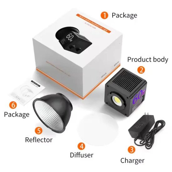Meman SL-C60R RGB Bi-Color LED Video Light 60W COB Portable Photography Light with Built-In Battery and Bowens Mount Meman SL-C60R RGB Bi-Color LED Video Light 60W COB Portable Photography Light with Built-In Battery and Bowens Mount