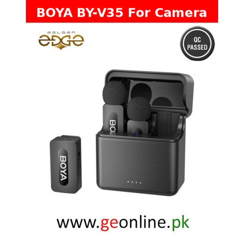 BOYA BY-V35 2.4 GHz Dual-Channel Wireless Microphone with 3.5mm TRS RX, 2 Transmitters and Charging Case