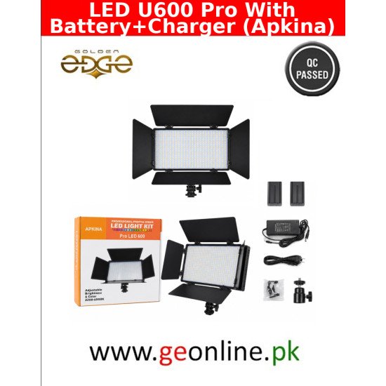 LED U600 Pro Video Light Panel with Battery and Charger - Apkina Bi-Color 3200K-5600K Studio Lighting LED U600 Pro Video Light Panel with Battery and Charger - Apkina Bi-Color 3200K-5600K Studio Lighting