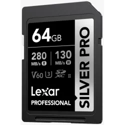 Memory Card Lexar 64GB Professional SDXC SILVER PRO UHS-II 280MB/s Memory Card Lexar 64GB Professional SDXC SILVER PRO UHS-II 280MB/s