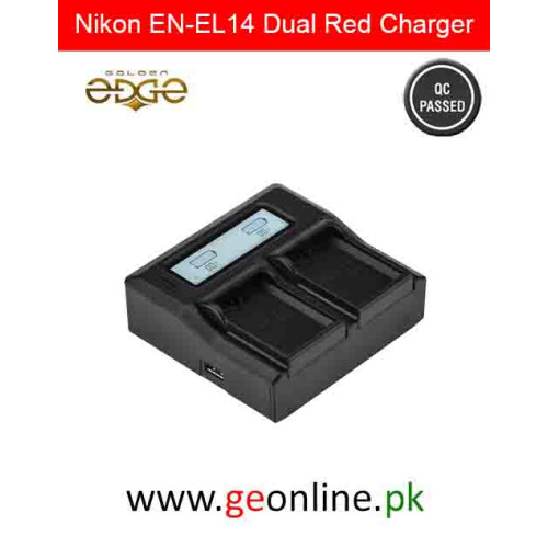 Dual Smart Charger with LCD Screen for Nikon EN-EL14 D3100, D3200, D3300, D3400, D5100, D5200, D5300, D5500, D5600, P7000, P7100, P7700, and P7800