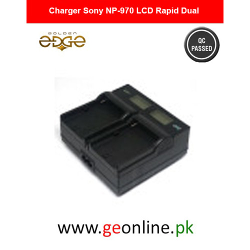 Sony NP-F970 LCD Rapid Dual Charger – Dual Slot Battery Charger for NP-F Series